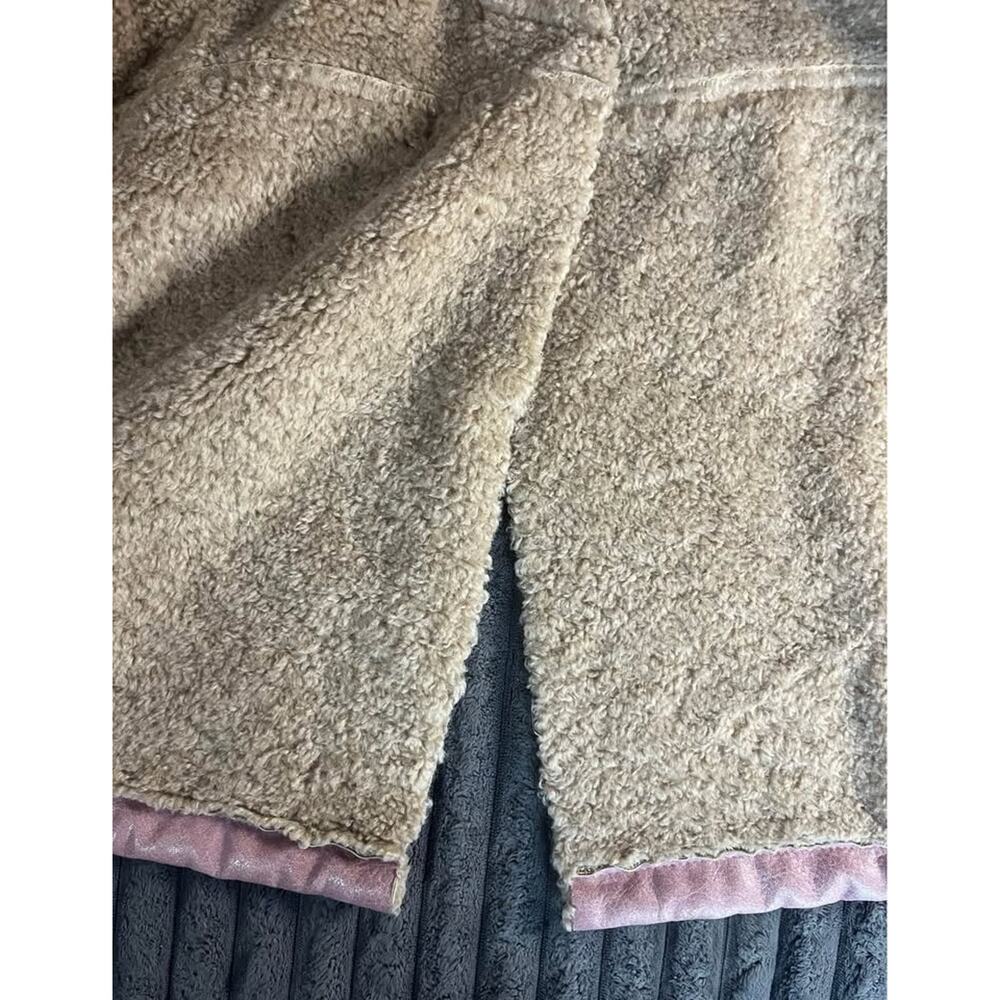 Kimchi Blue Dusty Pink Faux Shearling Long Trench Coat Sherpa Lined S - Picture 6 of 7